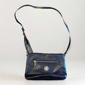 Anne Klein Leather‎ Crossbody Purse  Bag Black Pebbled
